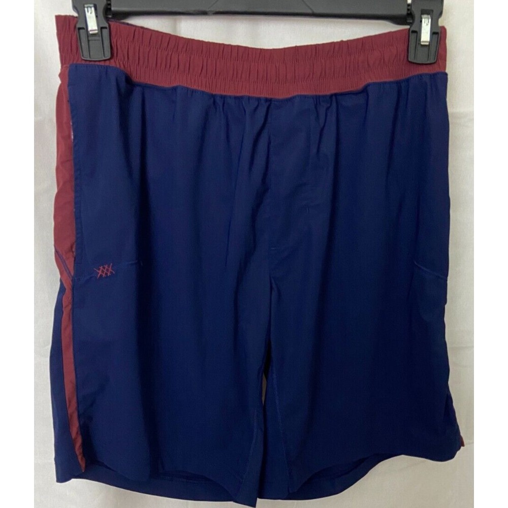 Rhone Mens Performance Shorts Navy Maroon Casual Athletic Unlined 9" Med